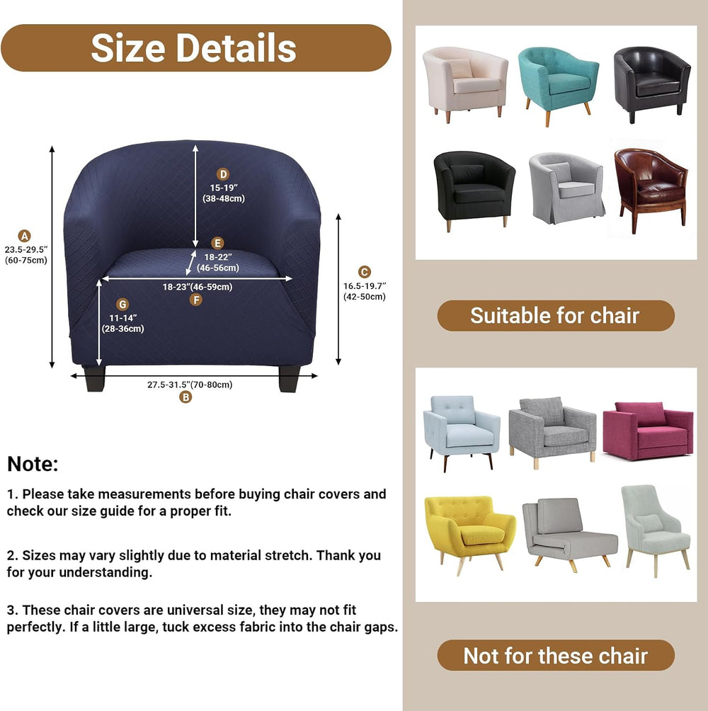 Barrel Chair Covers Slipcover 1 Piece, 2 Pack Stretch Navy Blue Club Chair Co...
