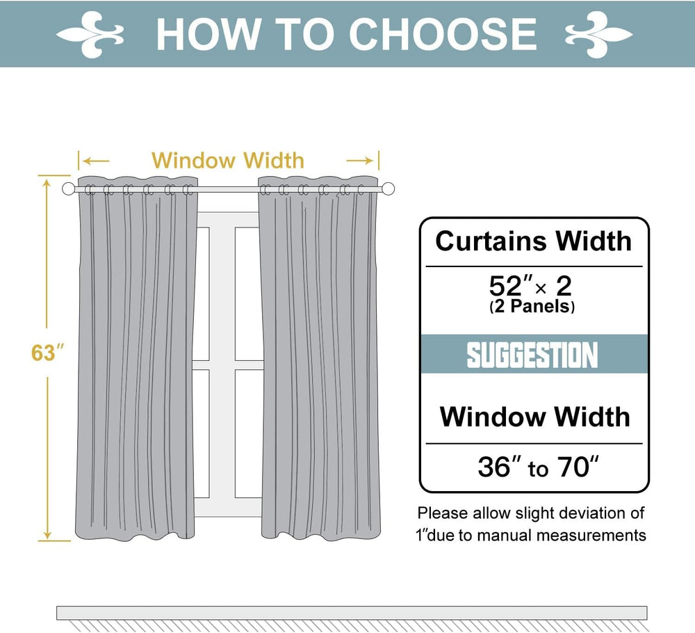 ChrisDowa Blackout Curtains for Bedroom and Living Room 63 Inches Long