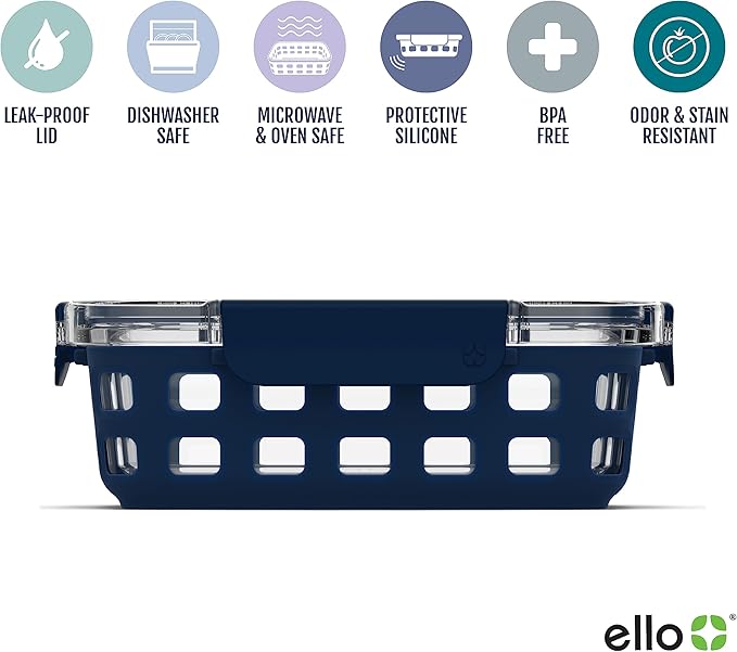Ello Duraglass Mixed Meal Prep Sets Leak-Proof Glass Food Storage Containers - Image 2