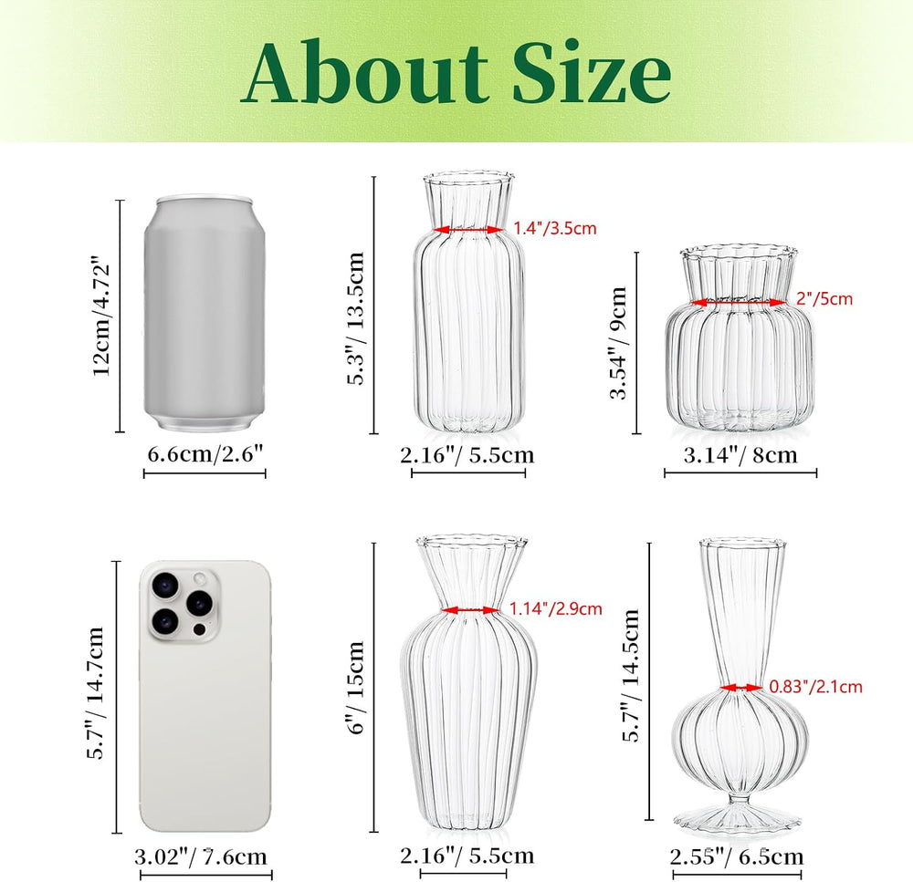 Mini Glass Vases for Centerpieces - Hewory Small Clear Bud Vase in Bulk, Cute...