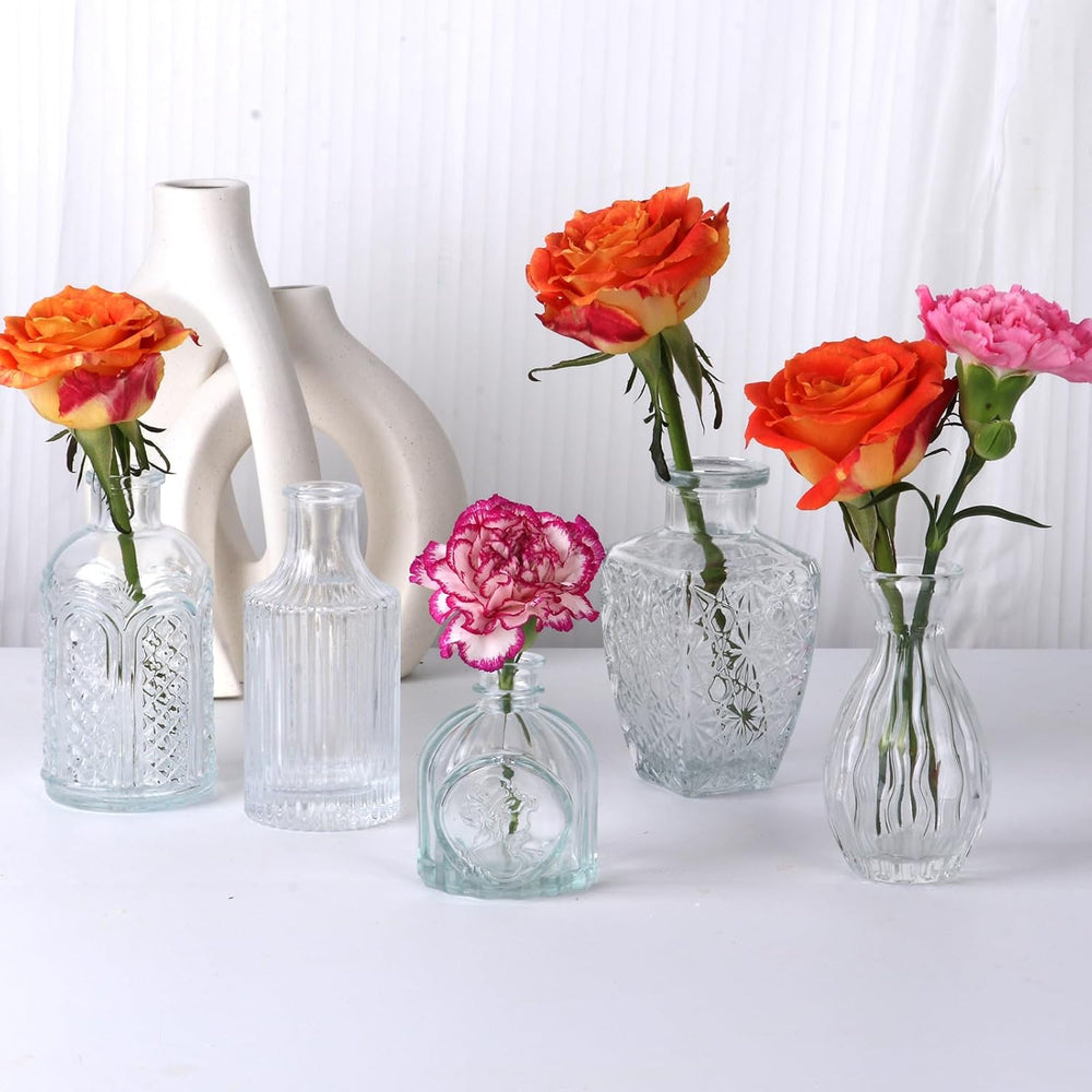 STARSIDE Small Bud Vases 30-Pack, Vintage Clear Glass Flower Vases in Bulk