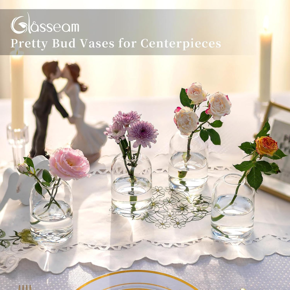 Glasseam Glass Bud Vases for Centerpieces: Bulk of 24 Clear Small Vases