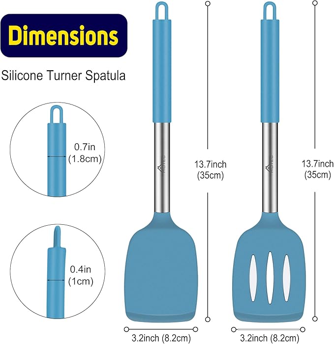 HOTEC Silicone Spatula Set of 2 Heat-Resistant 600°F & BPA-Free Kitchen - Image 2