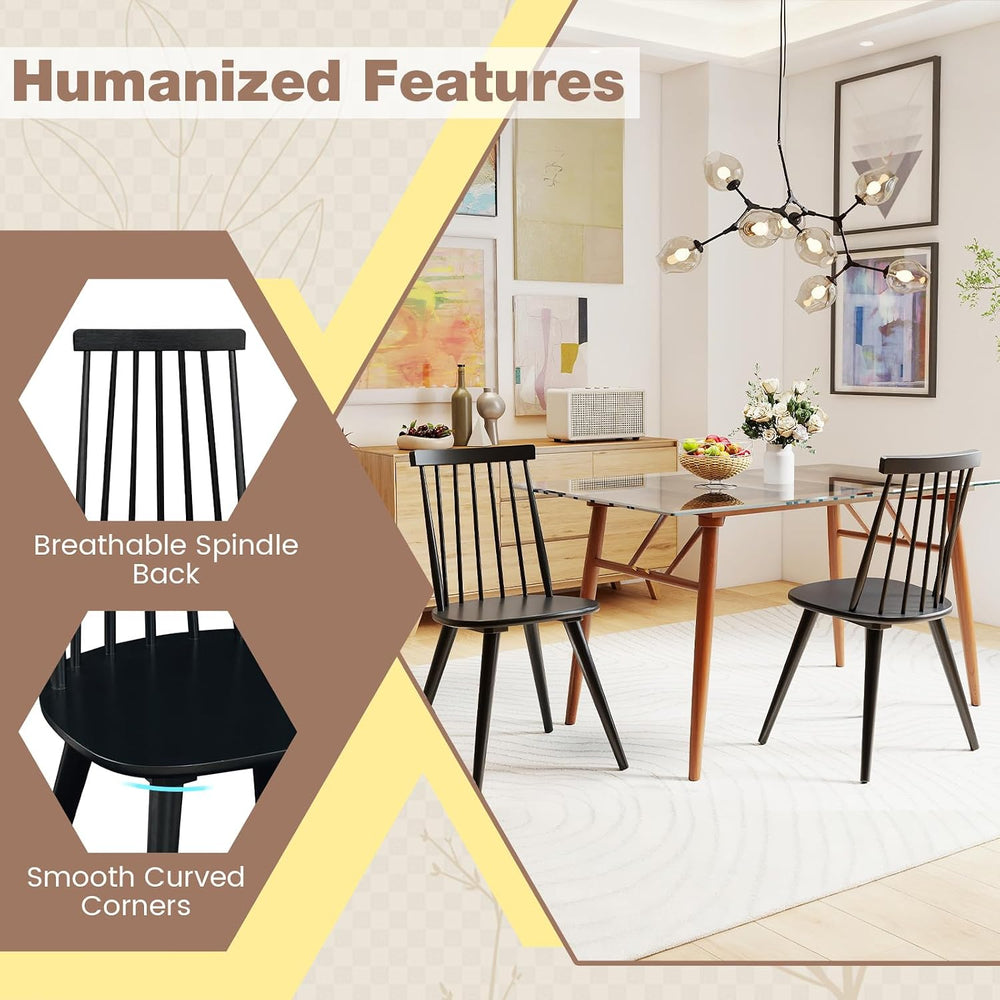 GOFLAME Windsor Dining Chairs Set of 2, Farmhouse Kitchen Chairs with Rubber ...