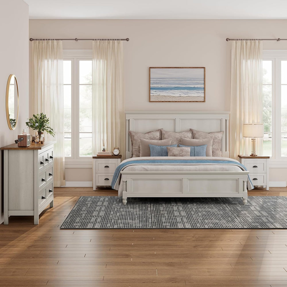 SINROM White Dresser Bedroom Set,7 Drawer Dresser & 2 Drawer Nightstands