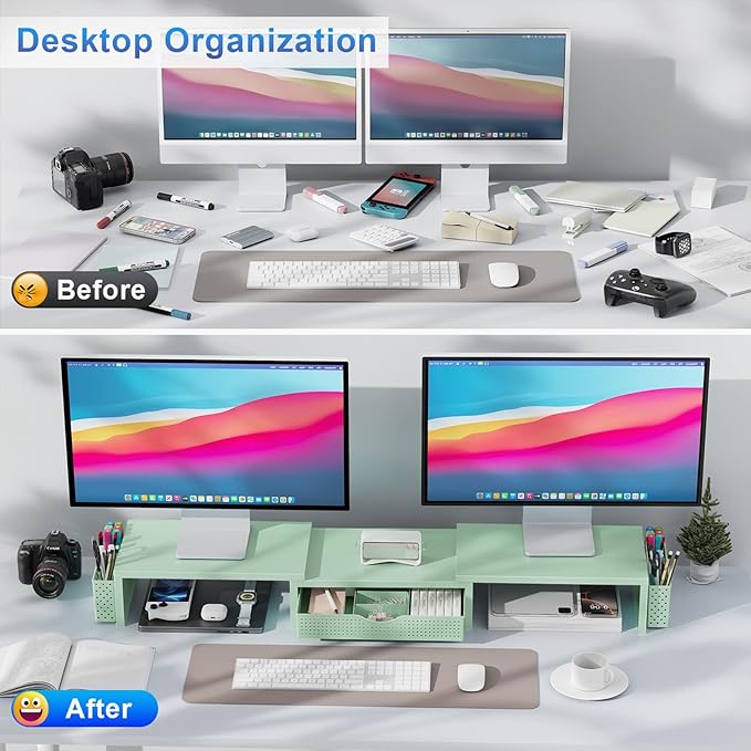 gianotter Dual Monitor Stand Riser, Desk Organizer