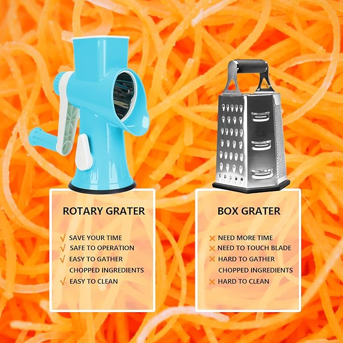 Rotary Cheese Grater with Handle-Versatile Cheese Grater Non-Slip Suction Base - Image 7