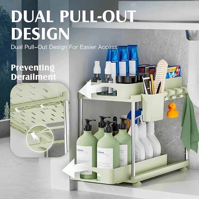 VERIFOST Under Sink Organizer, 2 Pack Under Kitchen Bathroom Cabinet Organizer - Image 3