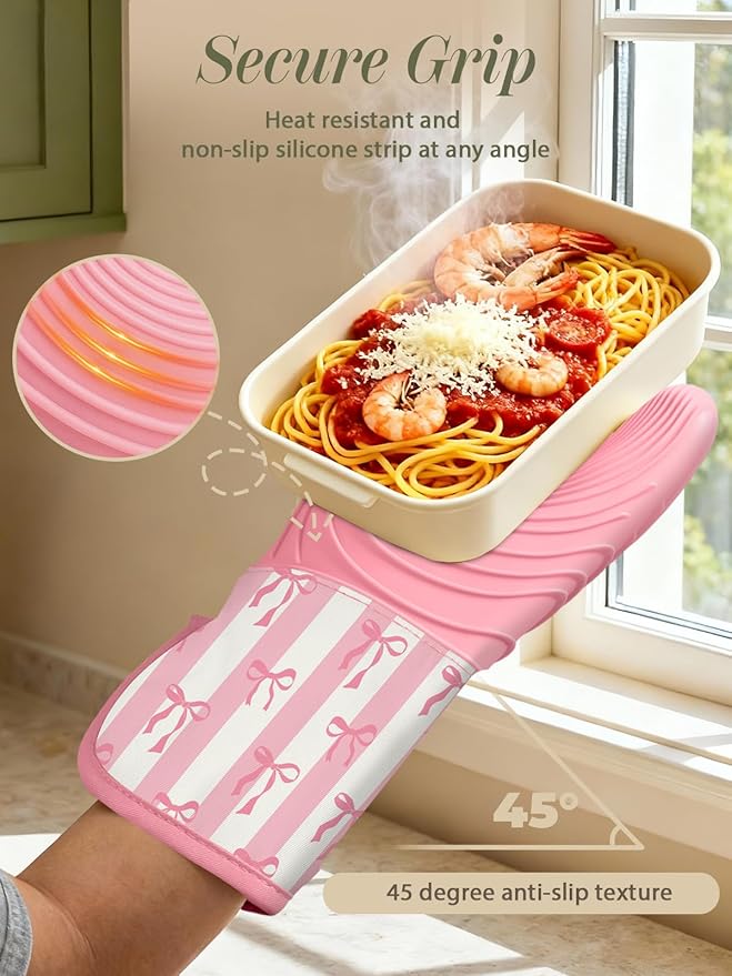 Slohif Long Silicone Oven Mitts Heat Resistant - Image 3
