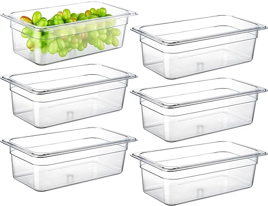 CURTA 6-Pack 1/3 Size 4" Deep NSF Polycarbonate Food Pans | Dishwasher & by CURTA
