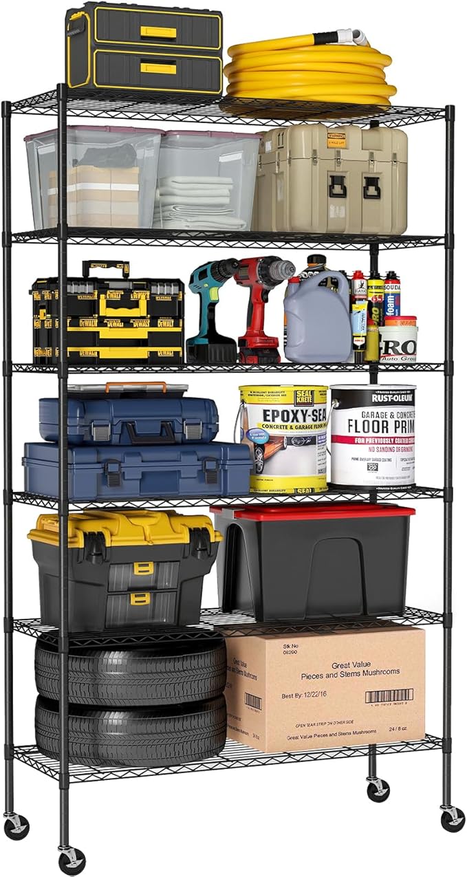 BestOffice Storage Shelves 6 Tier Metal Shelves Adjustable Garage Shelving Wire by BestOffice