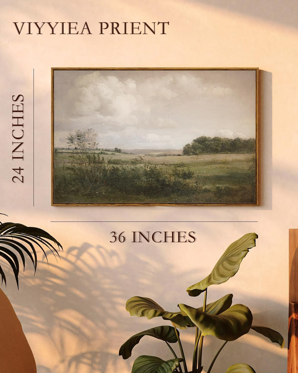 VIYYIEA Vintage Landscape Large Framed Wall Art, Nature Wilderness Scenery Pa...