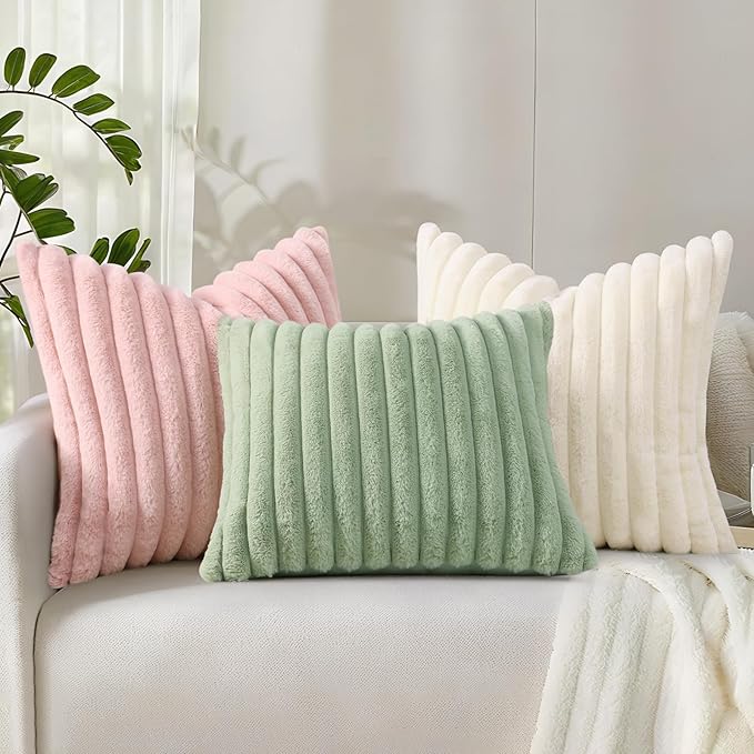 decorUhome Summer Cozy Faux Fur Throw Pillow Covers 26x26 Set of 2 Decorative - Image 9