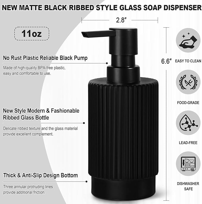 VIMERPA Black Soap Dispenser, 11 fl oz Hand Soap Dispensers - Image 3