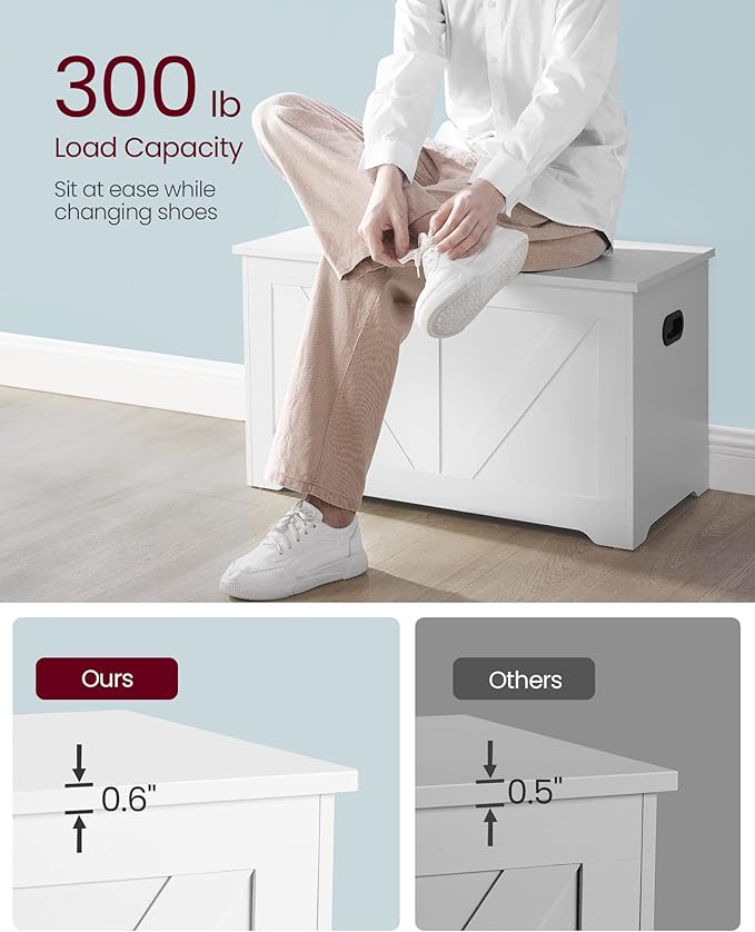 VASAGLE Storage Chest, Storage Trunk with 2 Safety Hinges, Storage Bench, Sho...