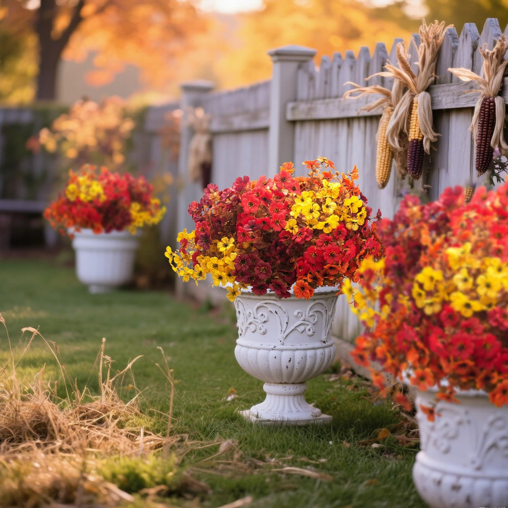 Grunyia 20 Bundles UV Resistant Artificial Fall Flowers for Outdoor - No Main...