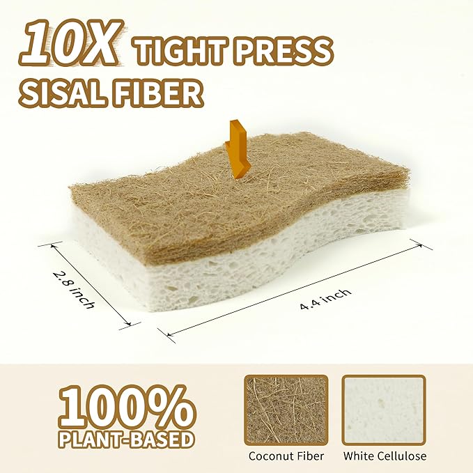 Natural Kitchen Sponges, Biodegradable & Compostable | Non-Scratch Cellulose - Image 2