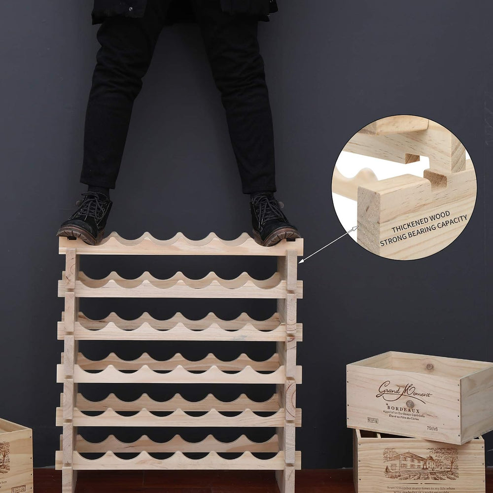 Wine Rack Solid Wood Stackable Storage Wooden Wine Rack Wine Cabinet (60 Bott...