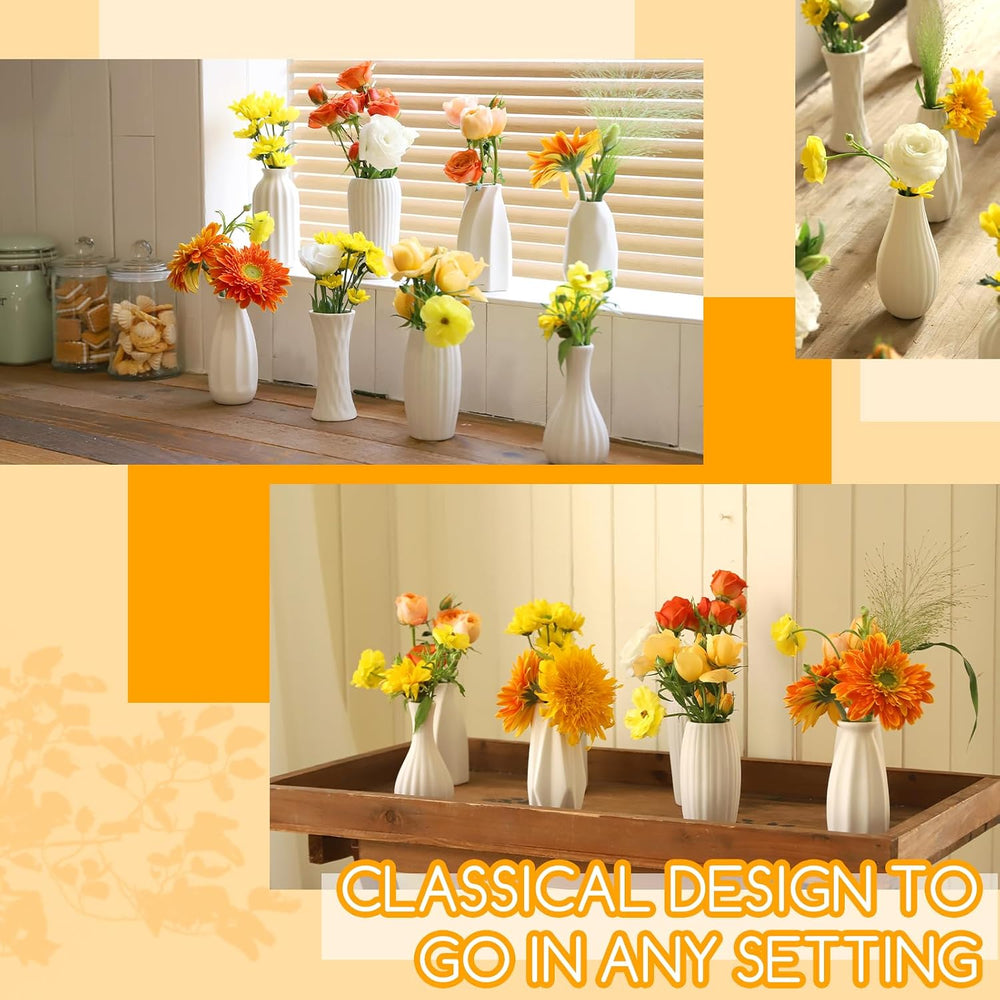 16packs Small White Ceramic Vases - Mini Flower Vases for Centerpieces