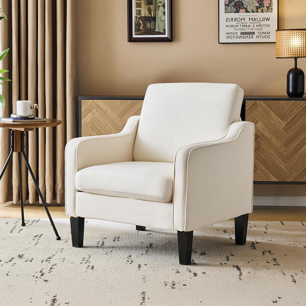 VINGLI Accent Chairs, Linen Upholstered Armchair for Living Room, Beige