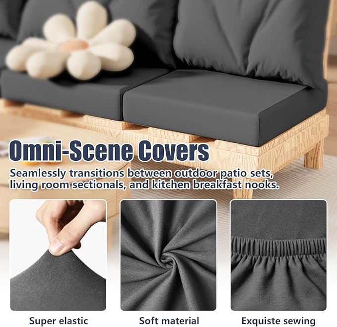 8Pcs Stretch Patio Cushion Covers, Outdoor Couch & Sofa Replacement Slipcovers - Image 4