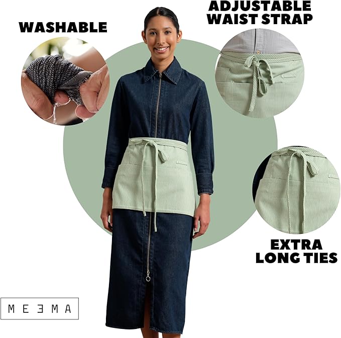 MEEMA Chef Waist Apron Cotton Fabric |Washable & Breathable Waitress & Server - Image 5