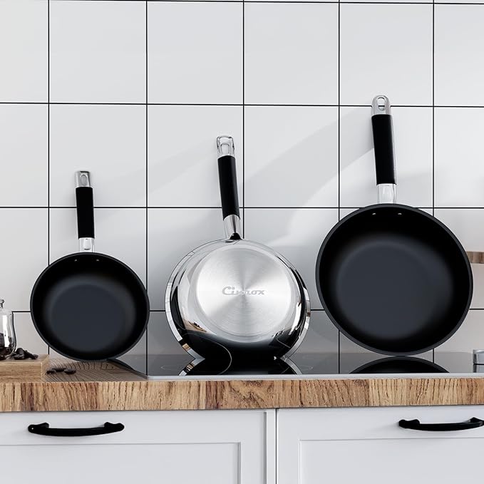 Non Stick Frying Pans Sets, 3-Piece Nonstick Pans, 10” 11.5” Skillet, 5” Egg Pan - Image 6