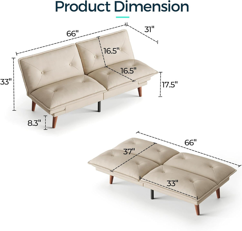 LINSY HOME Futon Sofa Bed, 70" Chenille Futon Couch with Adjustable Back...