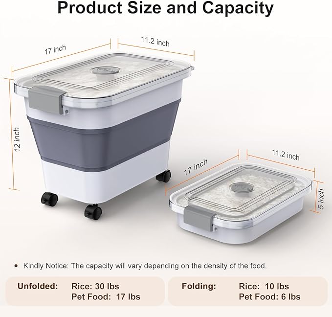 Rice Storage Container, Collapsible Airtight Food Storage Containers 20-30lbs - Image 4