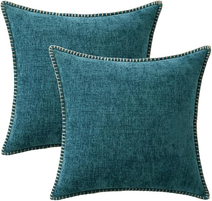 MIULEE Pack of 2 Couch Throw Pillow Covers 20x20 Inch Dark Teal Farmhouse - Image 6