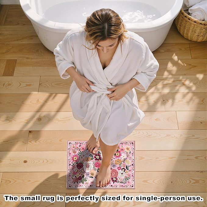 Pink Area Rugs 24x17 Inch Home Decor Entry Rug, Small Door Mat Bath Mats - Image 2