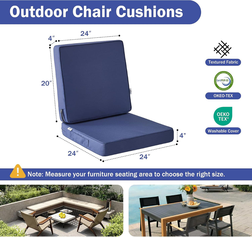 IPYNBAP Outdoor Cushions, Outdoor Chair Cushions 24x24x4 Inch, Cushions for O...