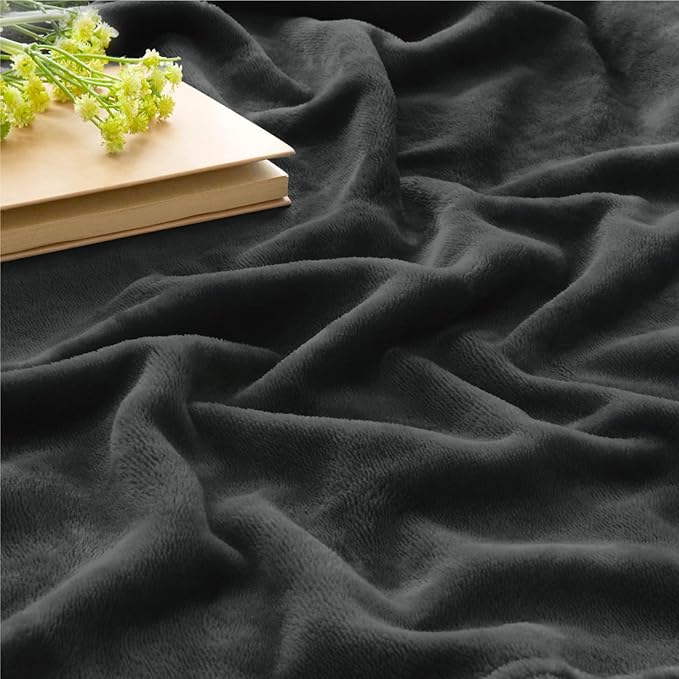BEDELITE Fleece Blanket Charcoal Grey Throw Blankets - Image 3