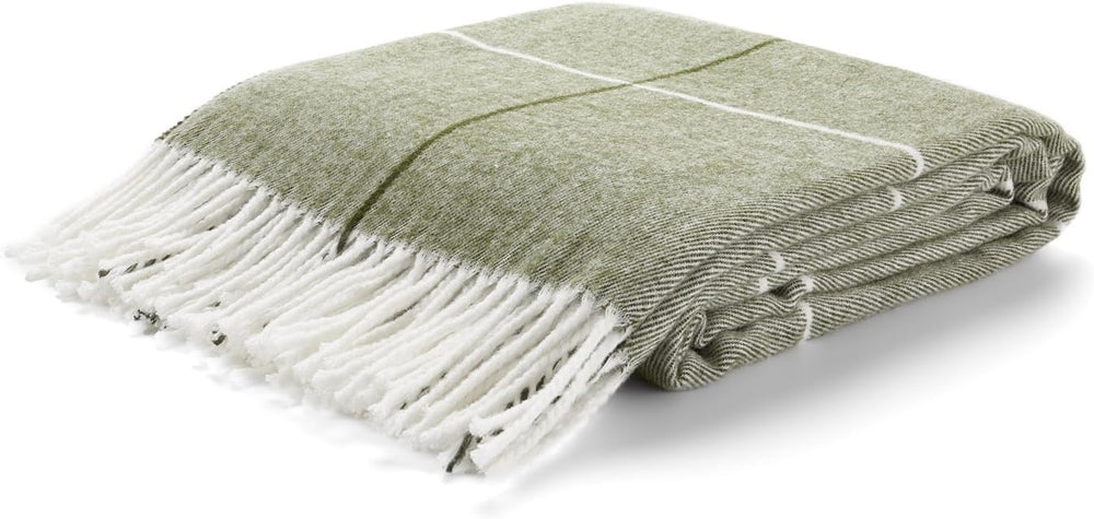 Arus Acrylic Highlands Collection Queen Throw Blanket Green Stripes, 60x80