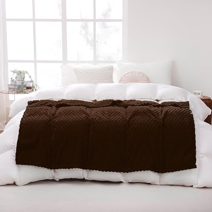 Puncuntex Brown Throw Blanket 50"×60" inches Fuzzy 3D Jacquard Decorative - Image 4