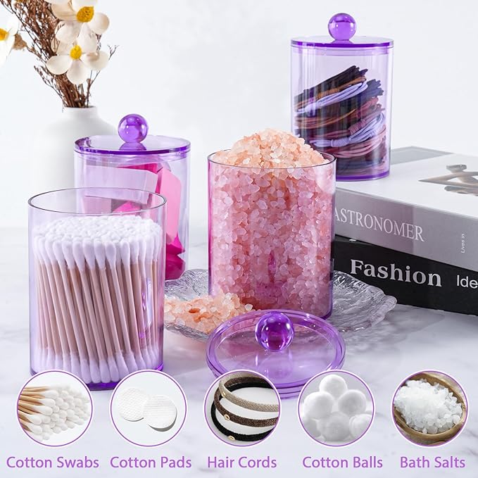 XIPENGKEJI 6 Pack Qtip Holder, Canister Apothecary Jar Set, Bathroom Jars - Image 4
