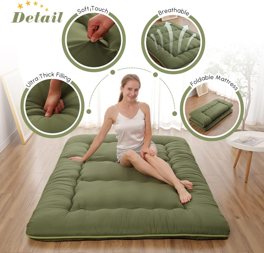 Zelladorra Japanese Floor Mattress, Futon Mattress with Portable Storage Bag ...