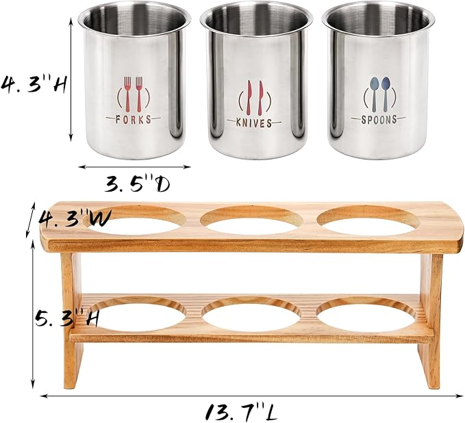 Lyellfe Silverware Holder for Countertop, Stainless Steel Cutlery Utensil - Image 2