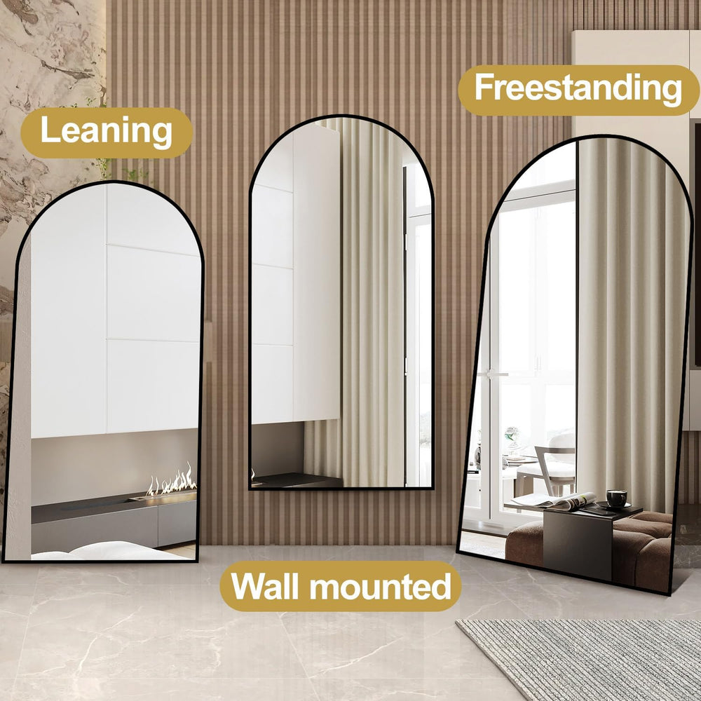 Arched Full Length Mirror, 76"x34" Large Floor Mirror, Black