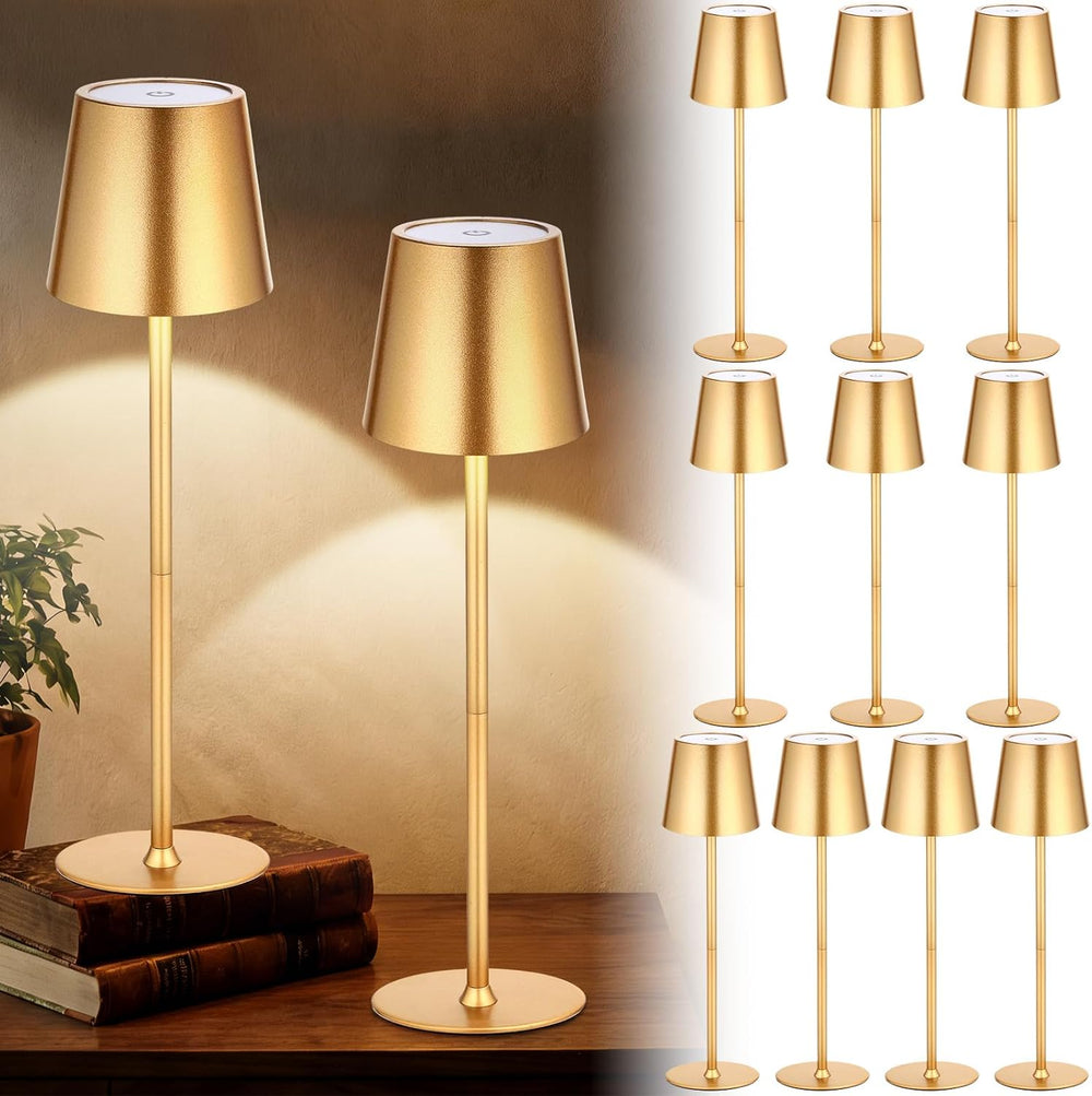 12 Pack Cordless Table Lamp Portable Rechargeable Lamp, Gold