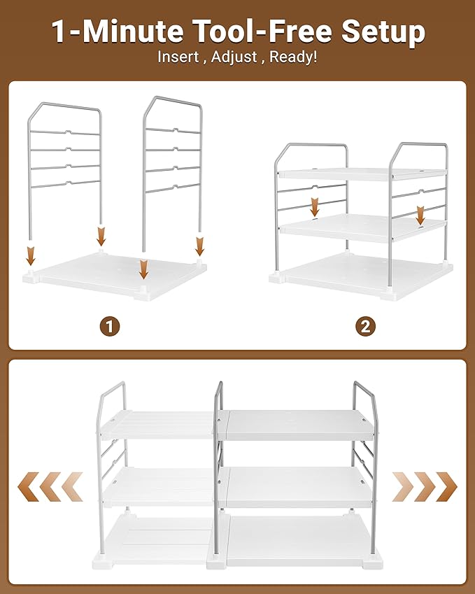 EVERIE Extendable 3-Tier Kitchen Cabinet & Pantry Organizer - Image 6
