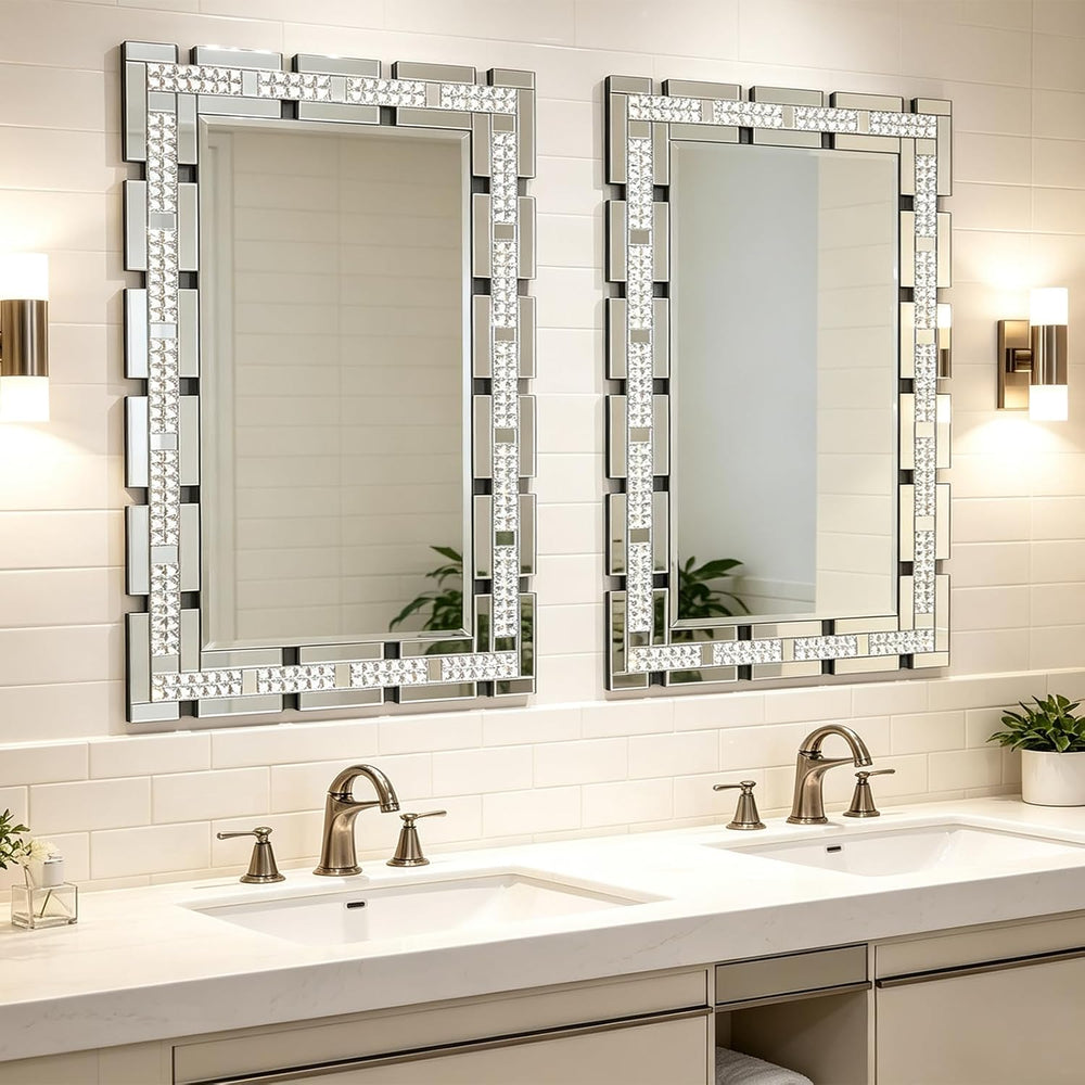 Chende 36"x24" Decorative Wall Mirror with Real Crystal-Encrusted F...