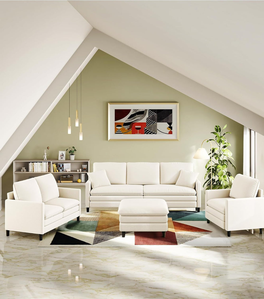 Welzona 3-Layers Cloud Loveseat Sofa, 51" Small Couch, Teddy Small Sofa