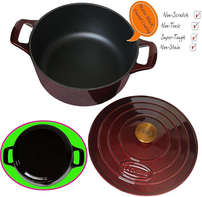 La Cuisine Enameled Cast Iron Dutch Oven Casserole Dish Pot - Image 2