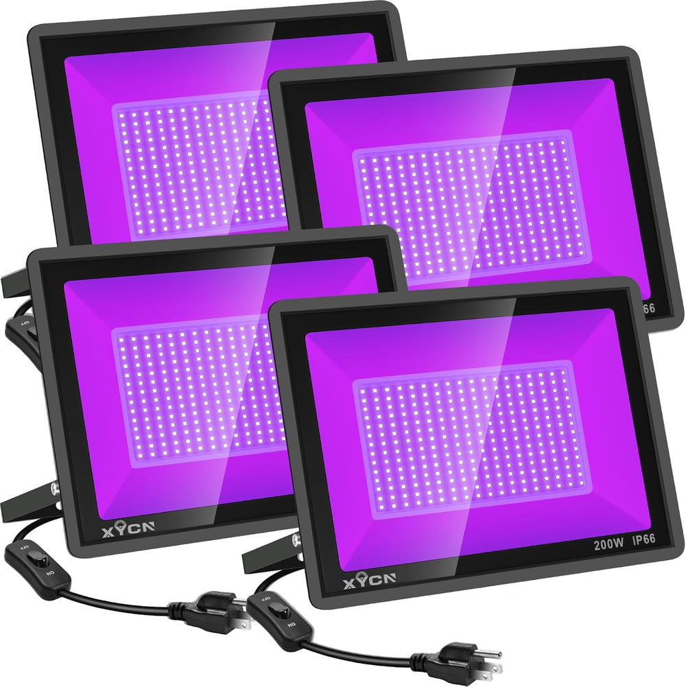 XYCN 4 Pack 200W LED Flood Black Lights,395nm to 405nm UV Outdoor Flood High ...