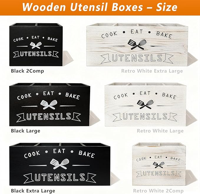 Retro White Wood Kitchen Utensil Holder - Image 6