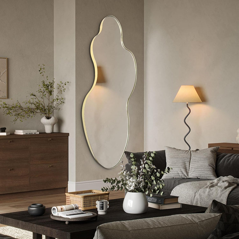 Irregular Wall Mirror, 55"x26" Asymmetrical Decorative Accent Mirro...