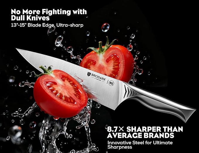 BRODARK Kitchen Knife Set with Block