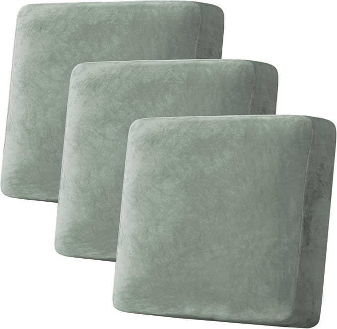 H.VERSAILTEX Velvet Stretch Couch Cushion Cover Plush Cushion Slipcover by HVERSAILTEX