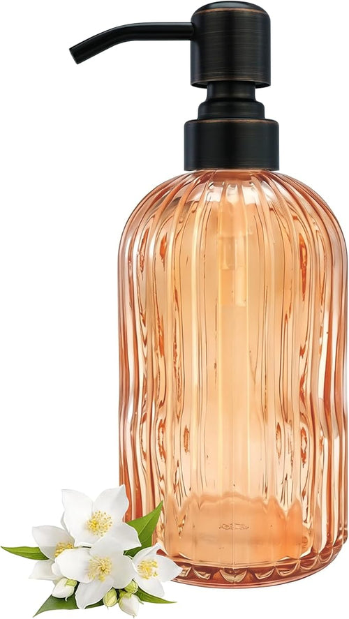 16 OZ Orange Glass Soap Dispenser, Kitchen Hand Soap Dispenser by LEETCPHOME